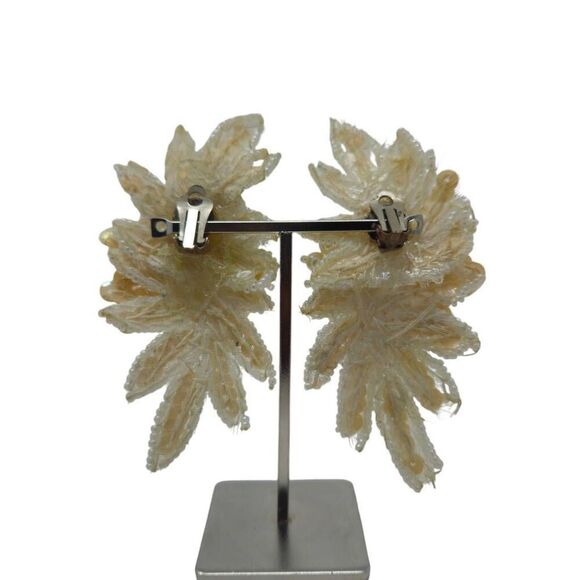 Vintage Gold Sequin and Pearl Clip-On Earrings | 3.50" | Circa 1980s-1990s - Picture 3 of 14